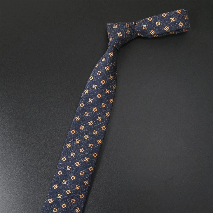 YiLi Navy Blue Linen Tie - Custom Handmade For Men