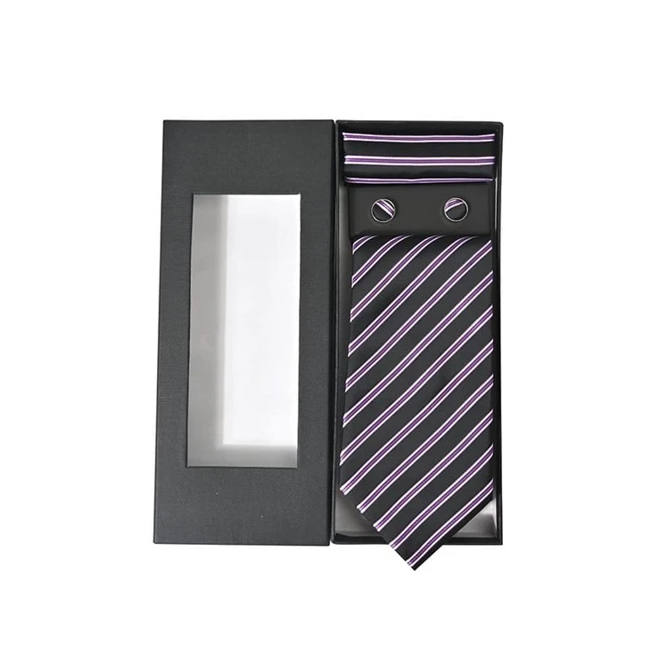 YiLi Purple Striped Tie Set Four-Piece Custom Gift Box