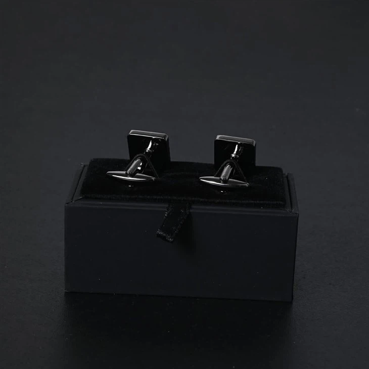 YiLi Silver Carbon Fiber Design Cufflinks